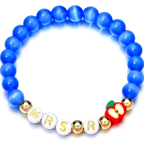 Blue and Gold Beaded Teacher Bracelet - Picture 2 of 2